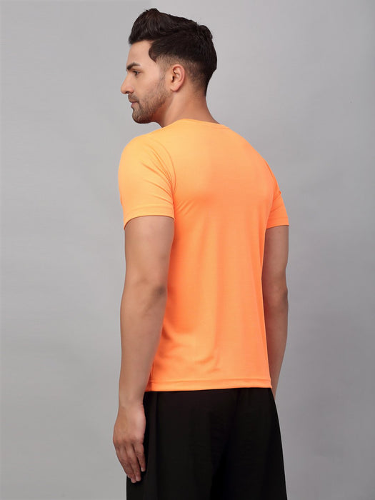 Orange Contrast Detail Half Sleeve Active Wear T-Shirt