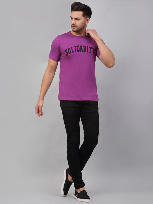 Purple Printed Cotton Half Sleeve T-Shirt