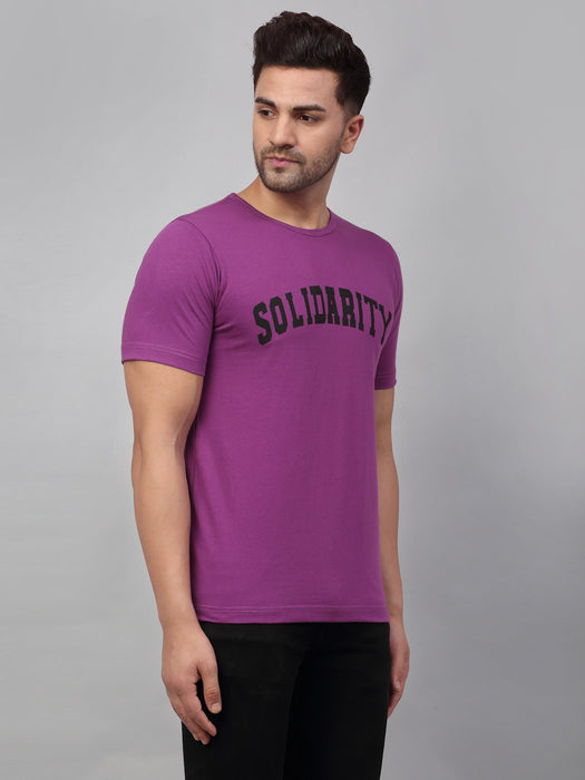 Purple Printed Cotton Half Sleeve T-Shirt