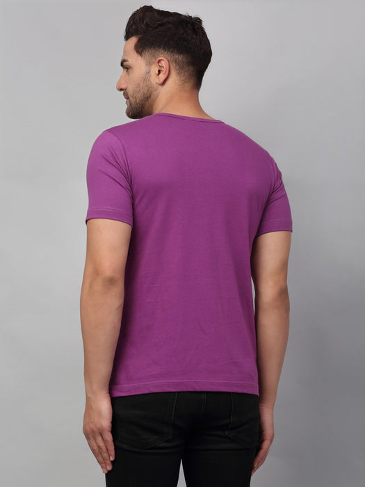 Purple Printed Cotton Half Sleeve T-Shirt