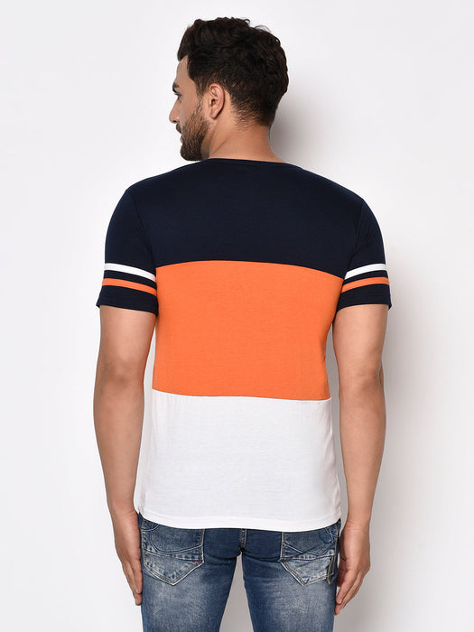 Colorblock Printed Round Neck Cotton Half Sleeve T-Shirt