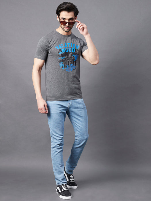 Typography Print Round Neck Half Sleeve T-Shirt