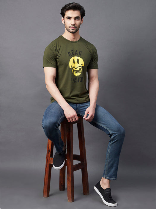 Typography Print Round Neck Half Sleeve T-Shirt