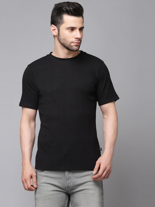 Drop Needle Self Textured Half Sleeves T-shirt