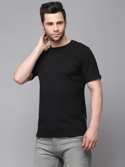 Drop Needle Self Textured Half Sleeves T-shirt