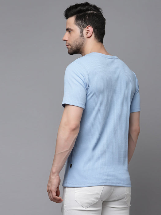 Drop Needle Self Textured Half Sleeves T-shirt