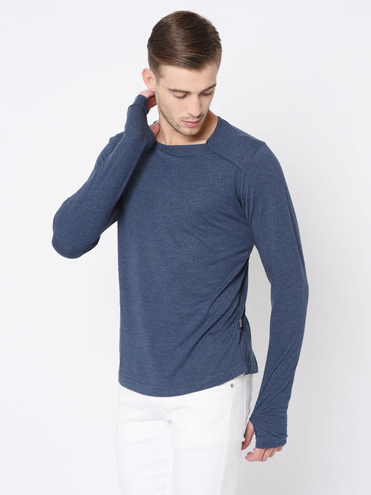 Square Neck Cotton Thumbhole Sleeve T-Shirt