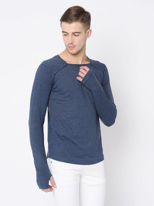 Square Neck Cotton Thumbhole Sleeve T-Shirt