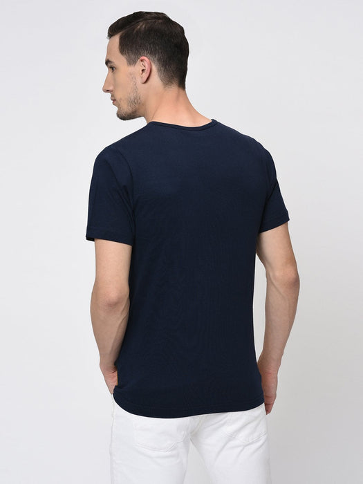 Navy Grey Mustard Colorblock Half T-Shirt for Men