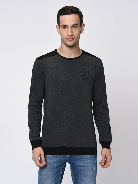 Contrast Back Yoke With Logo Print Full Sleeve T-Shirt for Men