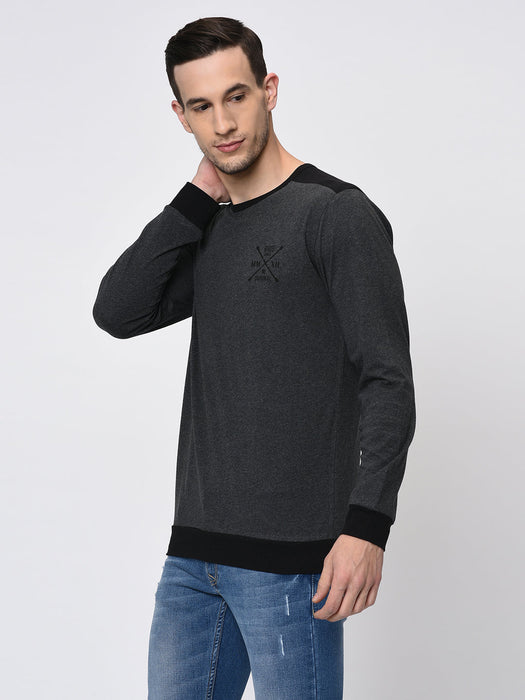 Contrast Back Yoke With Logo Print Full Sleeve T-Shirt for Men