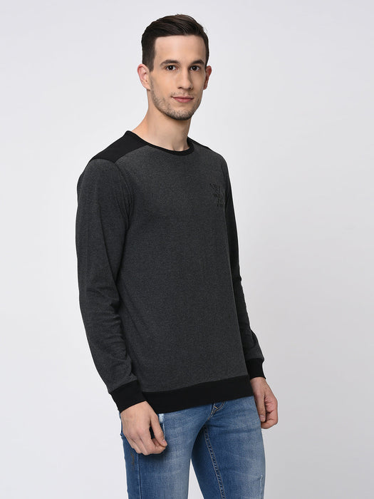 Contrast Back Yoke With Logo Print Full Sleeve T-Shirt for Men