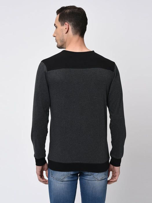 Contrast Back Yoke With Logo Print Full Sleeve T-Shirt for Men