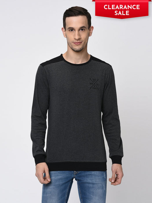 Contrast Back Yoke With Logo Full Sleeve T-Shirt for Men