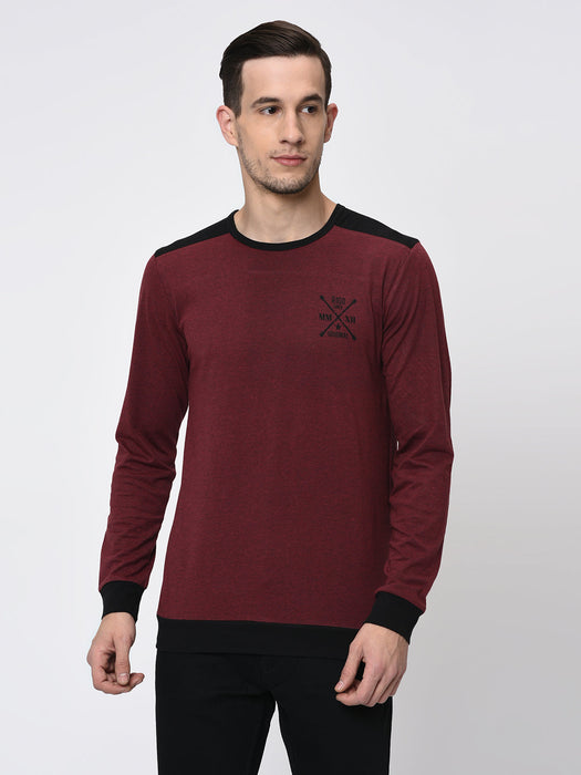 Contrast Back Yoke With Logo Full Sleeve T-Shirt for Men