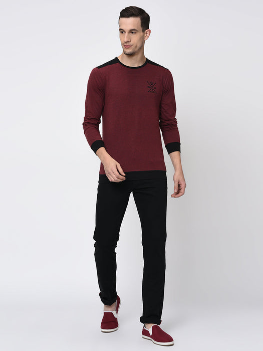 Contrast Back Yoke With Logo Full Sleeve T-Shirt for Men