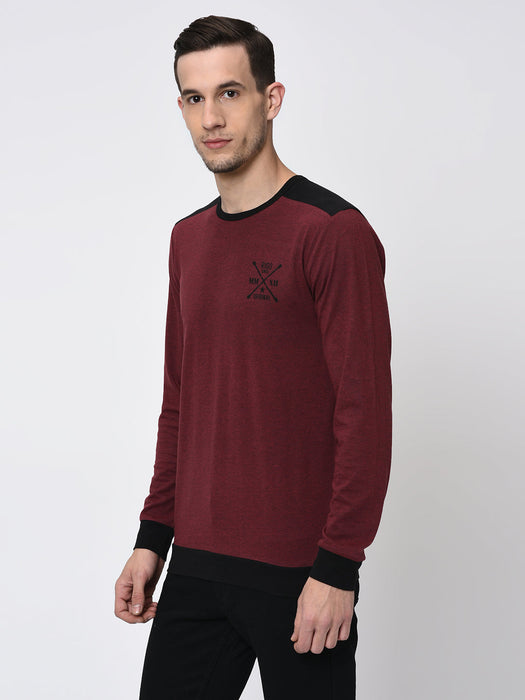 Contrast Back Yoke With Logo Full Sleeve T-Shirt for Men