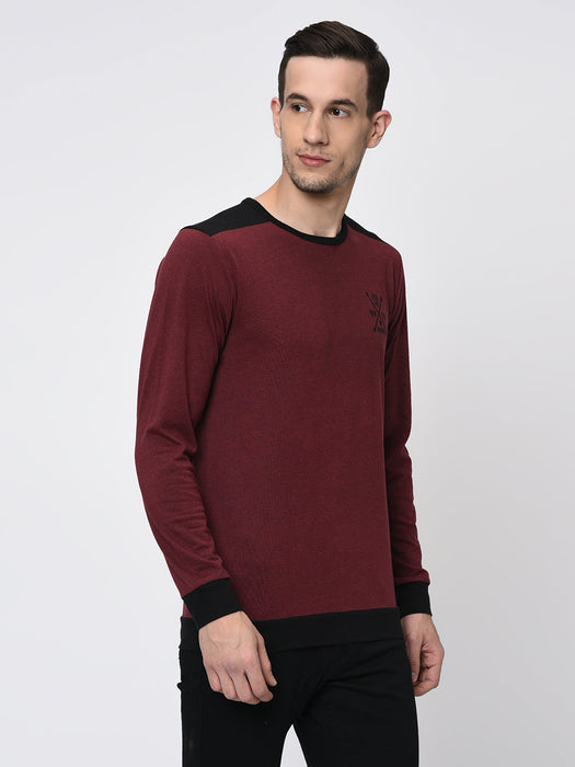 Contrast Back Yoke With Logo Full Sleeve T-Shirt for Men