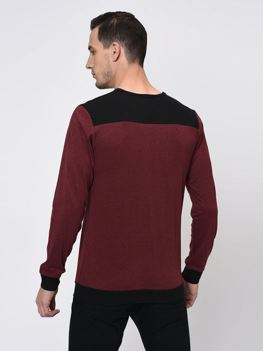 Contrast Back Yoke With Logo Full Sleeve T-Shirt for Men