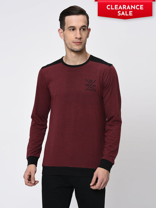 Contrast Back Yoke With Logo Print Full Sleeve T-Shirt for Men