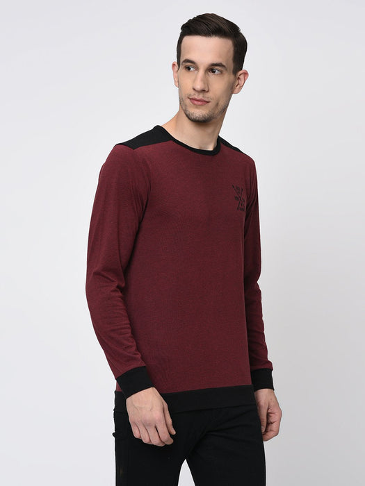 Contrast Back Yoke With Logo Print Full Sleeve T-Shirt for Men