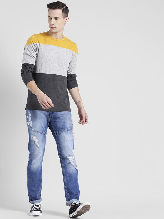 Color Block Full Sleeve T-Shirt For Men