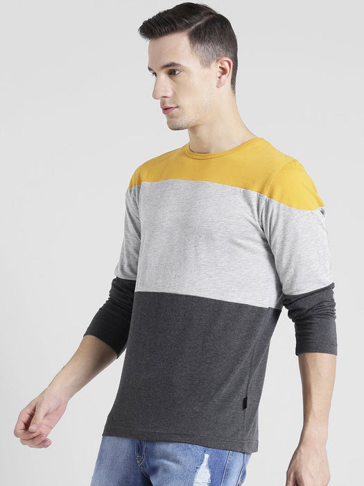 Color Block Full Sleeve T-Shirt For Men