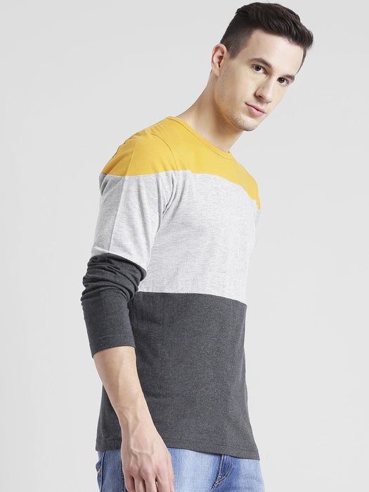 Color Block Full Sleeve T-Shirt For Men