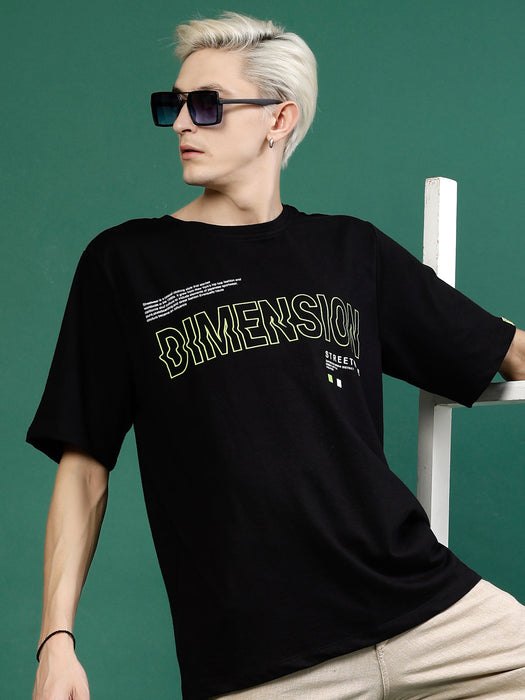 Oversized Typography Cotton Terry T-Shirt