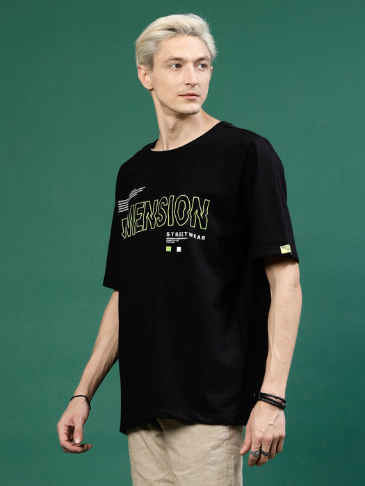 Oversized Typography Cotton Terry T-Shirt