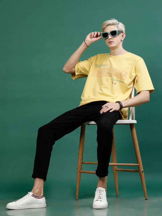 Oversized Typography Cotton Terry T-Shirt