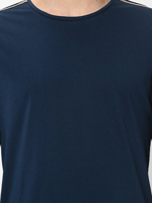 Navy With Tape Detailing Full Sleeve Tshirt For Men