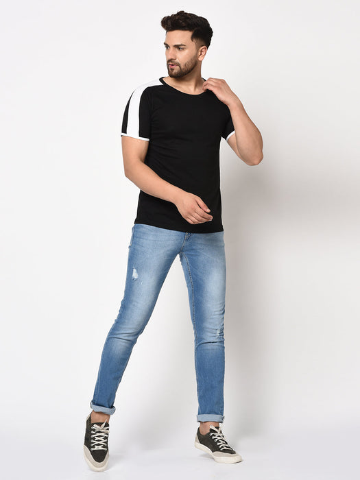 Contrast Sleeve Detail Half Sleeve Cotton T-shirt