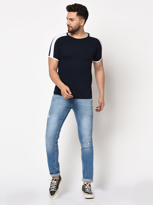 Contrast Sleeve Detail Half Sleeve Cotton T-shirt