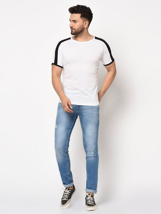 Contrast Sleeve Detail Half Sleeve Cotton T-shirt