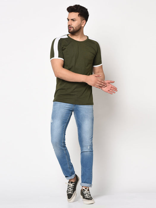 Contrast Sleeve Detail Half Sleeve Cotton T-shirt