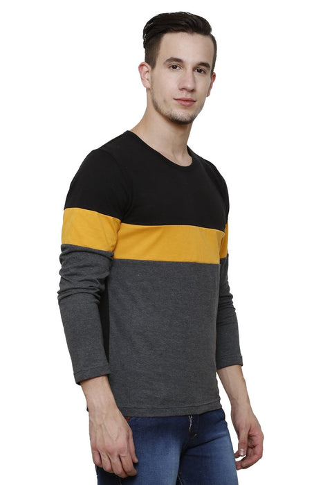 Multicolor Panel Full Sleeve Round Neck Tee