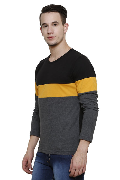 Multicolor Panel Full Sleeve Round Neck Tee