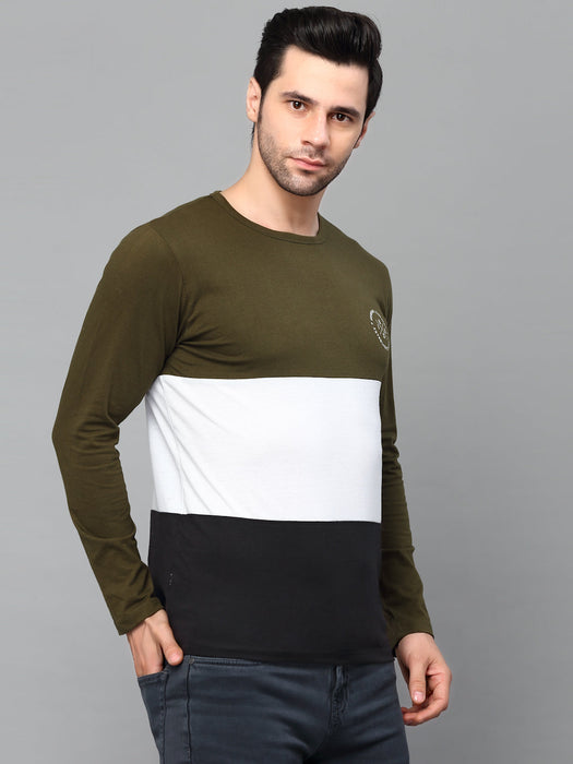 Color Block Round Neck Full Sleeve T-Shirt