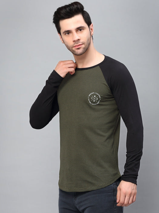 Printed Round Neck  Raglan Full Sleeve T-Shirt