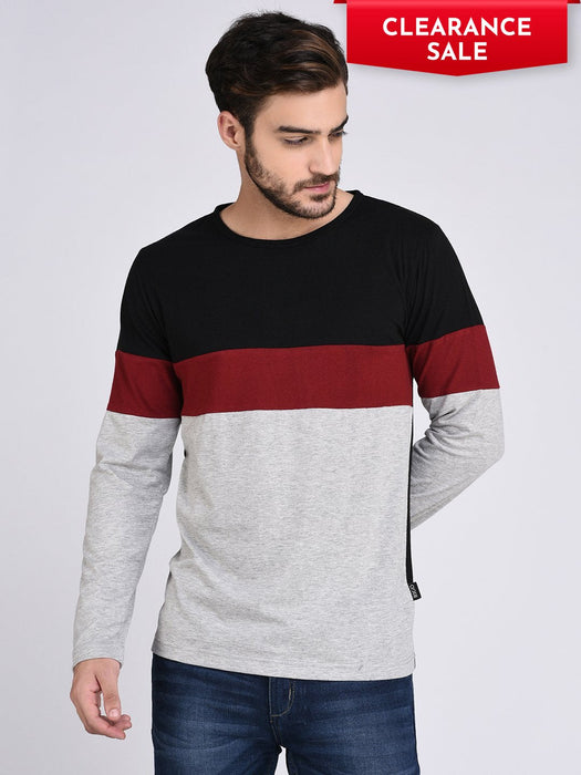 Black Maroon Grey Colorblock Tshirt-Full