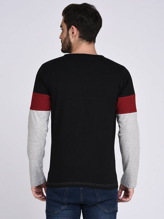 Multicolor Panel Full Sleeve Round Neck Tee