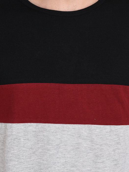 Black Maroon Grey Colorblock Tshirt-Full