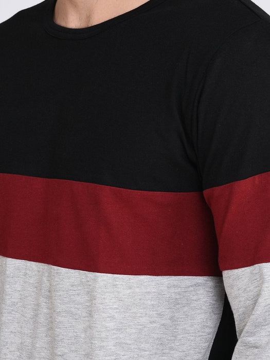 Black Maroon Grey Colorblock Tshirt-Full