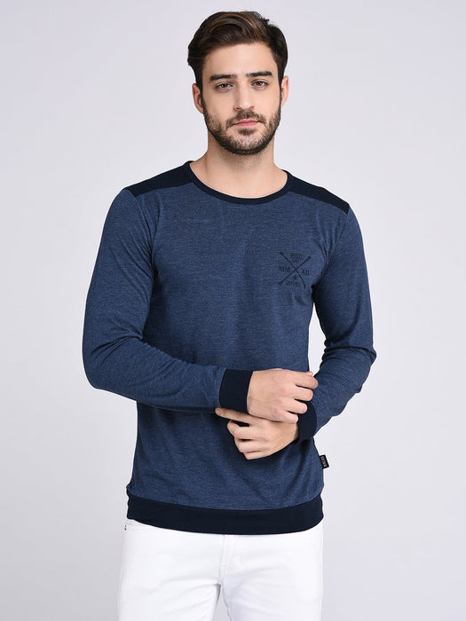 Contrast Back Yoke With Logo Print Full Sleeve T-Shirt for Men