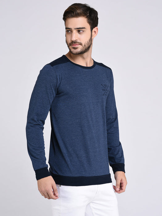 Contrast Back Yoke With Logo Full Sleeve T-Shirt for Men