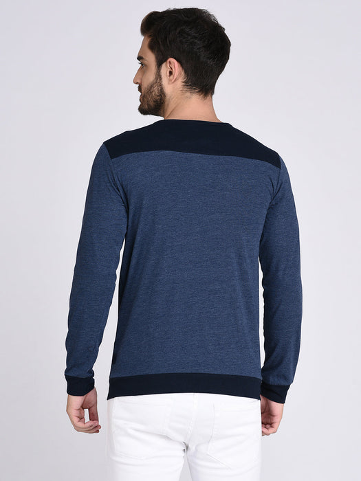 Contrast Back Yoke With Logo Full Sleeve T-Shirt for Men