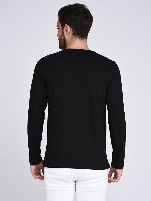 Black Stripe Tape Detail On Sleeve Tshirt-Full