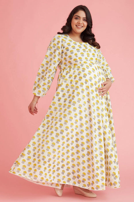 Anvi Nursing & Maternity Fit N Flare Maxi Dress