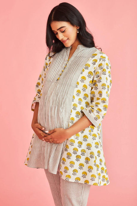 Anvi Maternity & Nursing Pinstripe Kurta Set